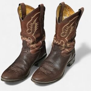 Tony Lama STOCKTON Aztec Shrunken Shoulder Brown Cowhide Leather Boots 10.5 M